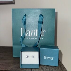 Banter by Piercing Pagoda Solid Sterling Silver CZ Solitaire Stud Earrings NWOT